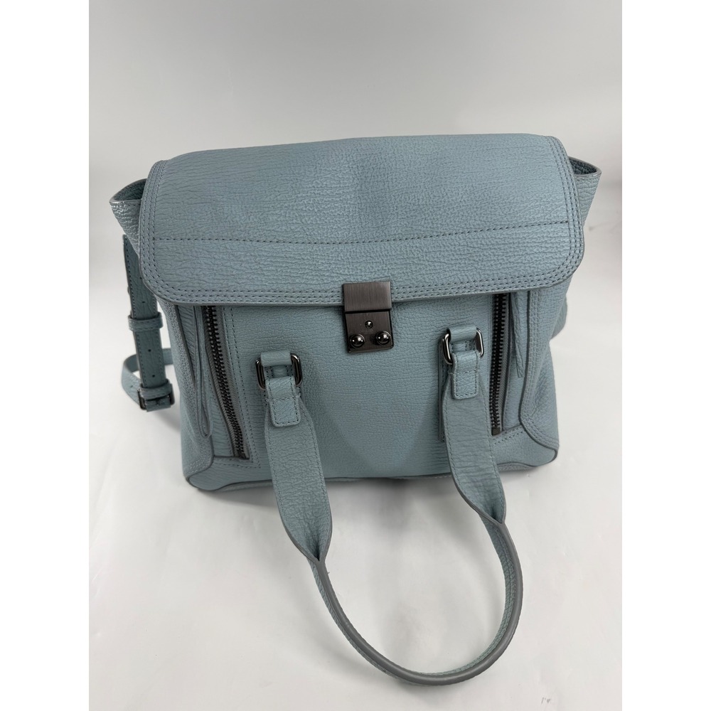 3.1 Phillip Lim Pashli Medium Satchel Light Blue Pebbled Leather Crossbody Bag